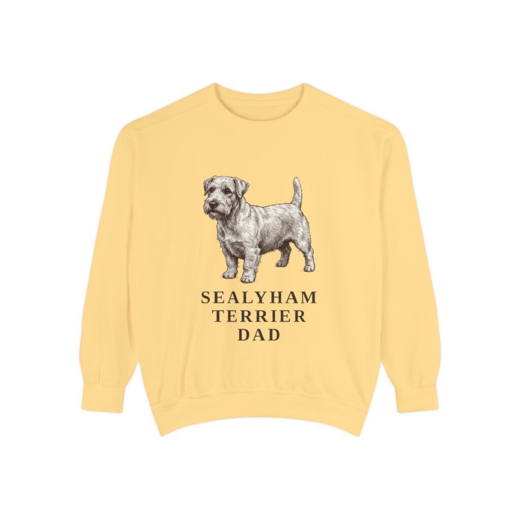 sealyham-terrier-sweatshirt-dad-butter Sealyham Terrier Dad Sweatshirt, Butter, front view