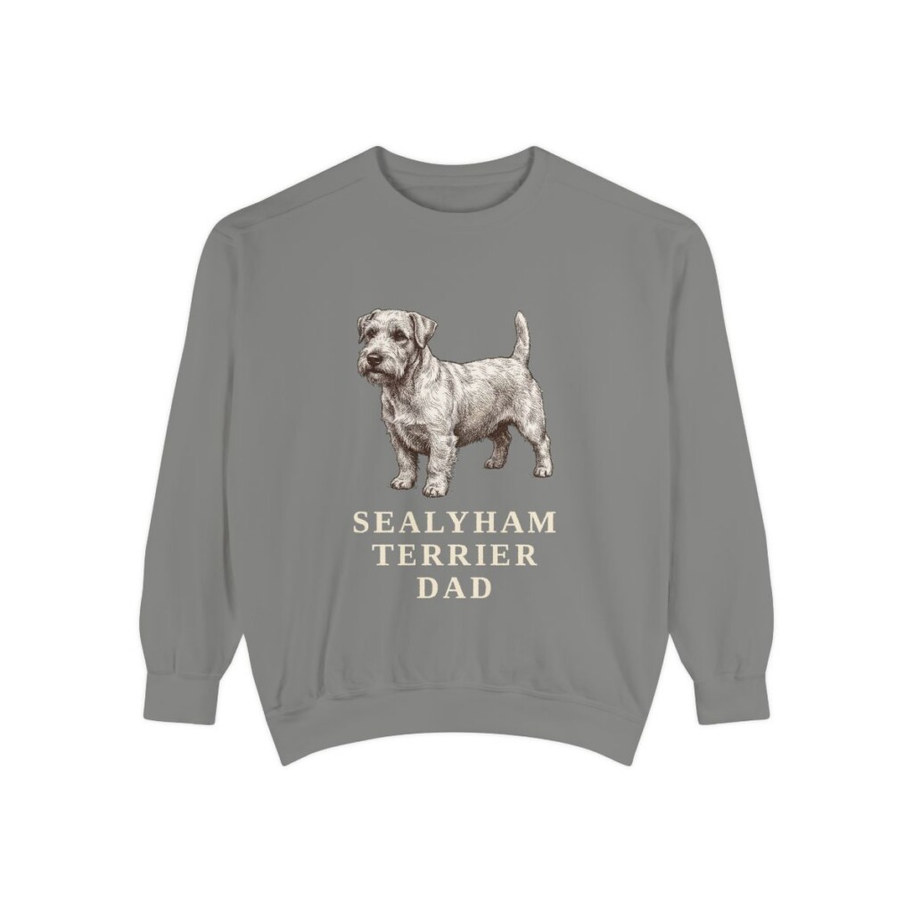 sealyham-terrier-sweatshirt-dad-grey Sealyham Terrier Dad Sweatshirt, Grey, front view