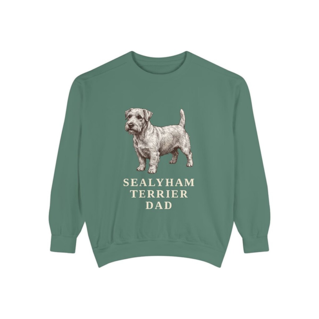 sealyham-terrier-sweatshirt-dad-light-green Sealyham Terrier Dad Sweatshirt, Light Green, front view