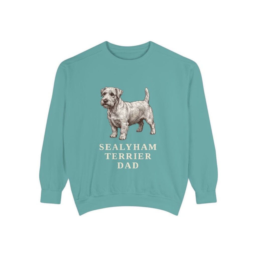 sealyham-terrier-sweatshirt-dad-seafoam Sealyham Terrier Dad Sweatshirt, Seafoam, front view