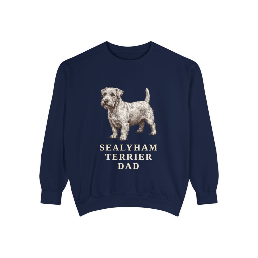 sealyham-terrier-sweatshirt-dad-true-navy Sealyham Terrier Dad Sweatshirt, True Navy, front view