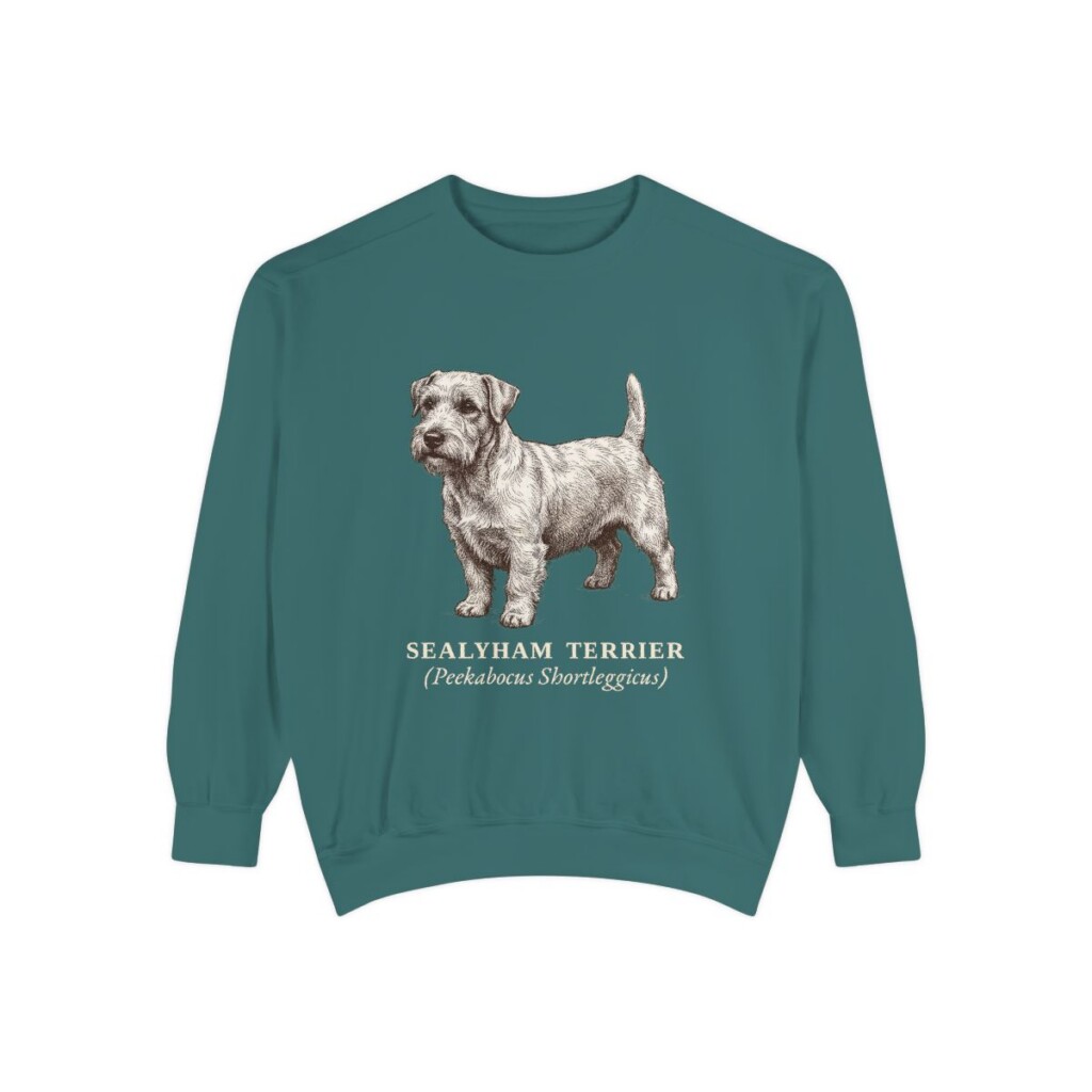 Sealyham Terrier Latin Sweatshirt, Blue Spruce, front view