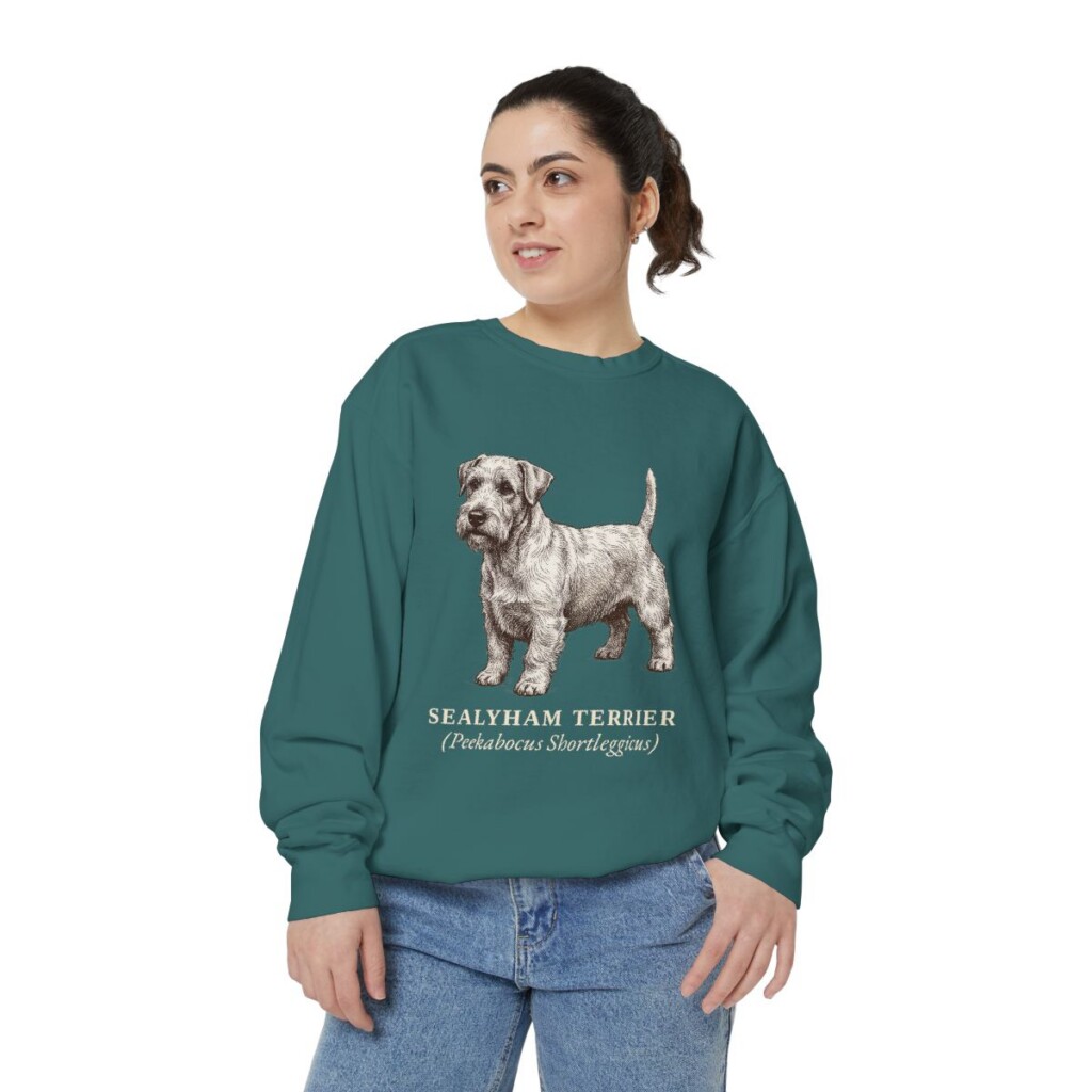 Sealyham Terrier Latin Sweatshirt, Blue Spruce, person 2 front