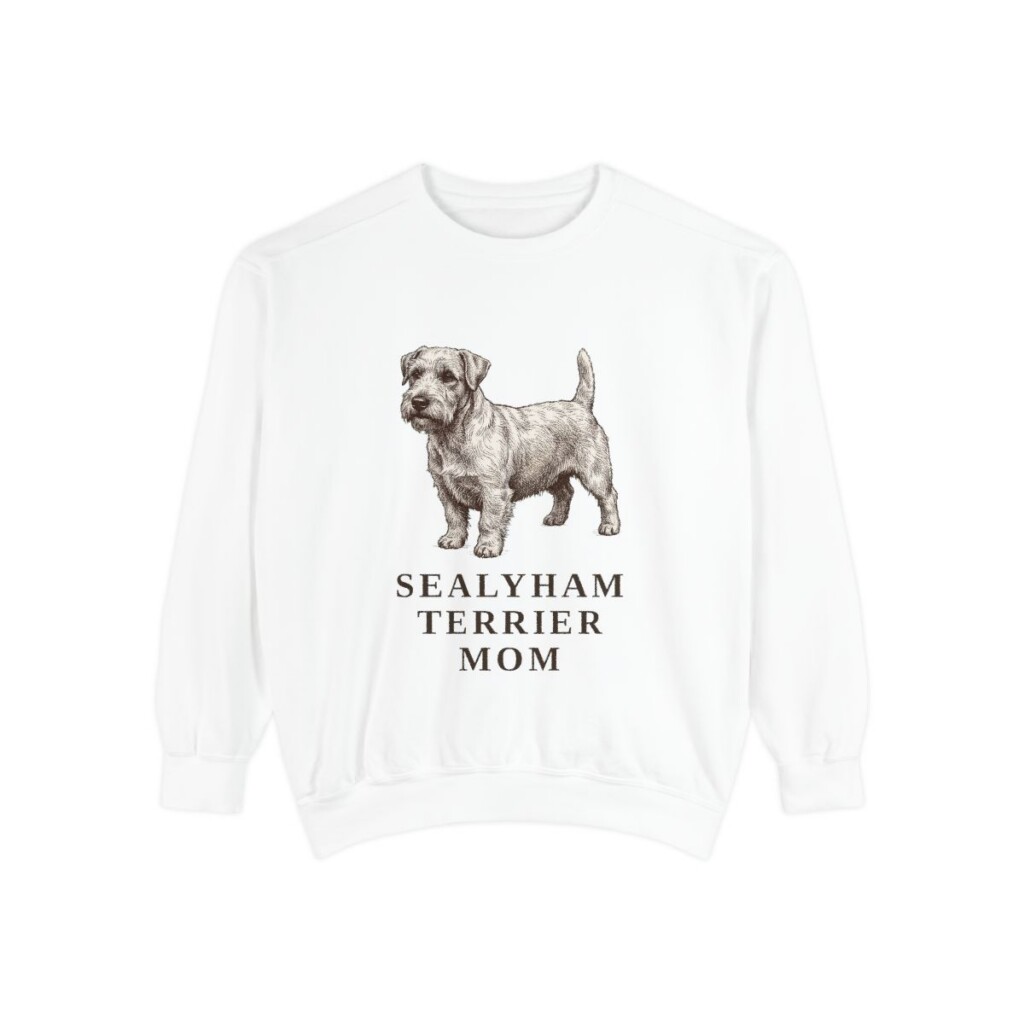 sealyham-terrier-sweatshirt-mom-white Sealyham Terrier Mom Sweatshirt, White, front view