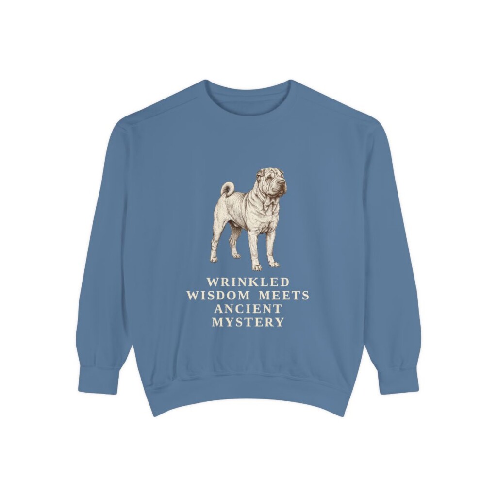 shar-pei-sweatshirt-humor-blue-jean Shar-Pei Humor Sweatshirt, Blue Jean, front view