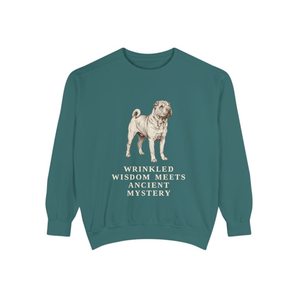 shar-pei-sweatshirt-humor-blue-spruce Shar-Pei Humor Sweatshirt, Blue Spruce, front view