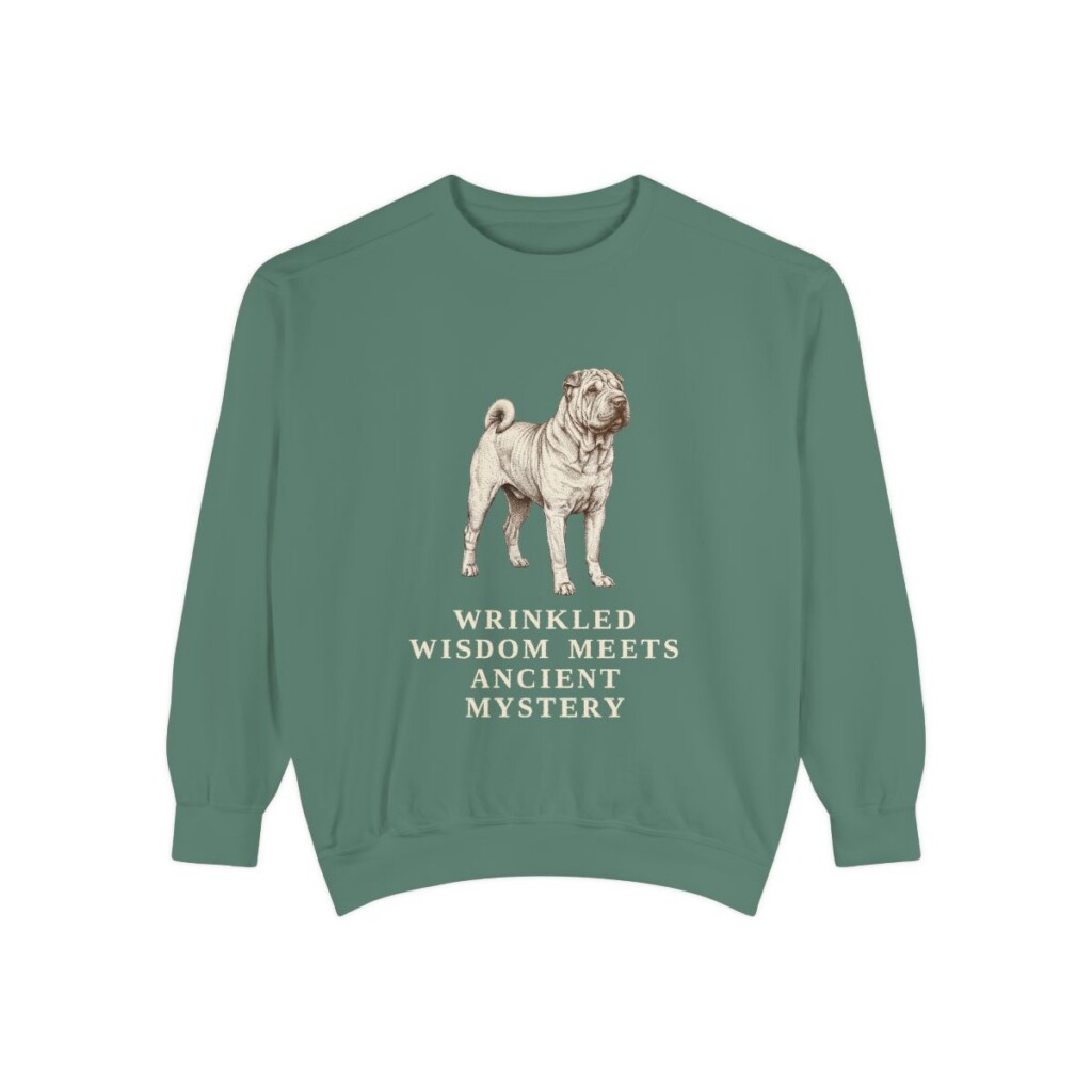 shar-pei-sweatshirt-humor-light-green Shar-Pei Humor Sweatshirt, Light Green, front view