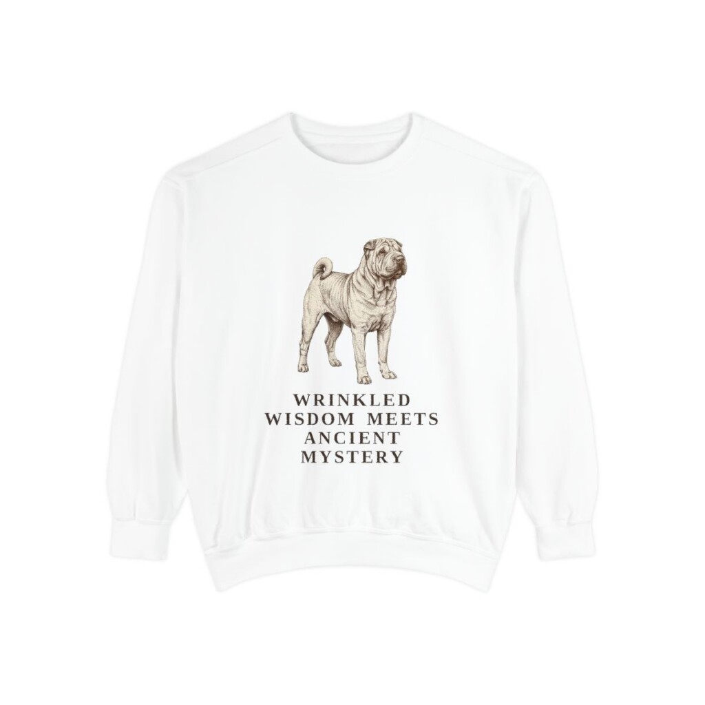 shar-pei-sweatshirt-humor-white Shar-Pei Humor Sweatshirt, White, front view