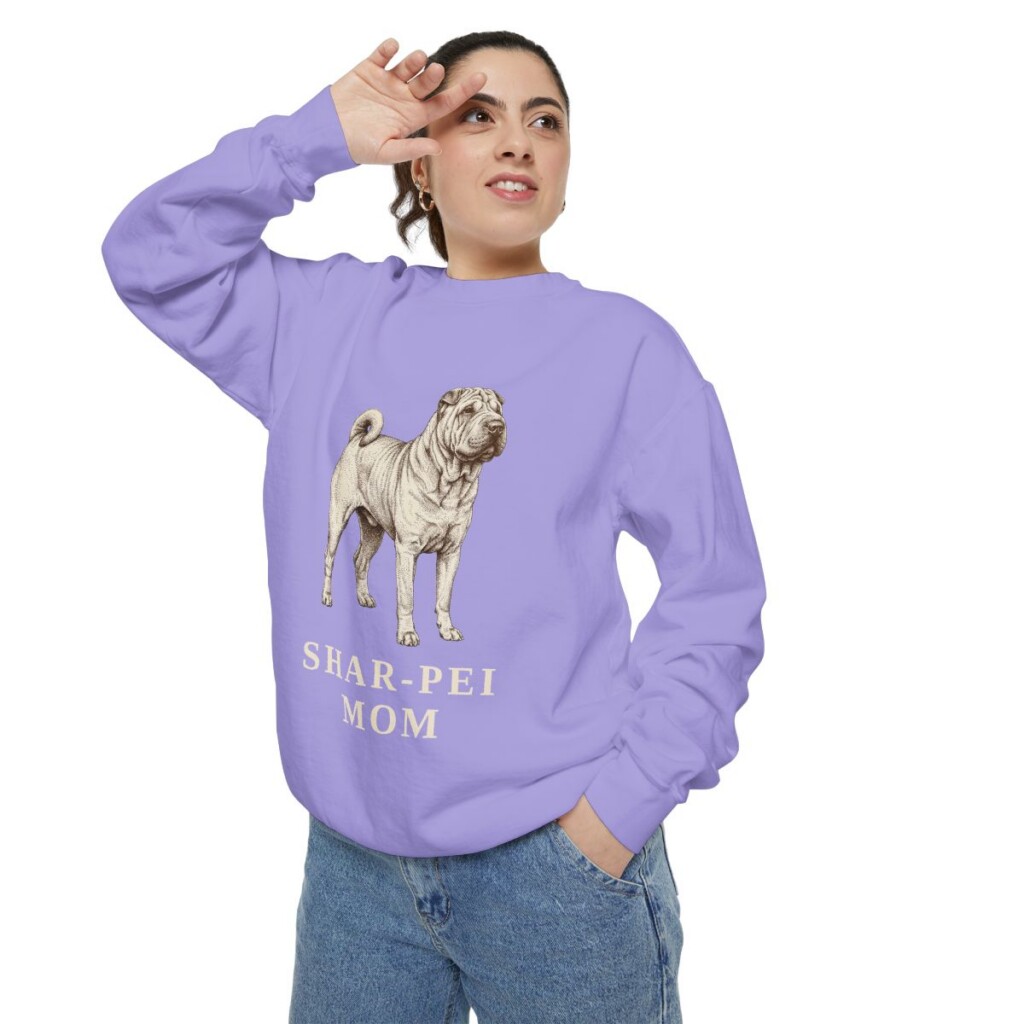 Shar-Pei Mom Sweatshirt, Violet, person 2 context