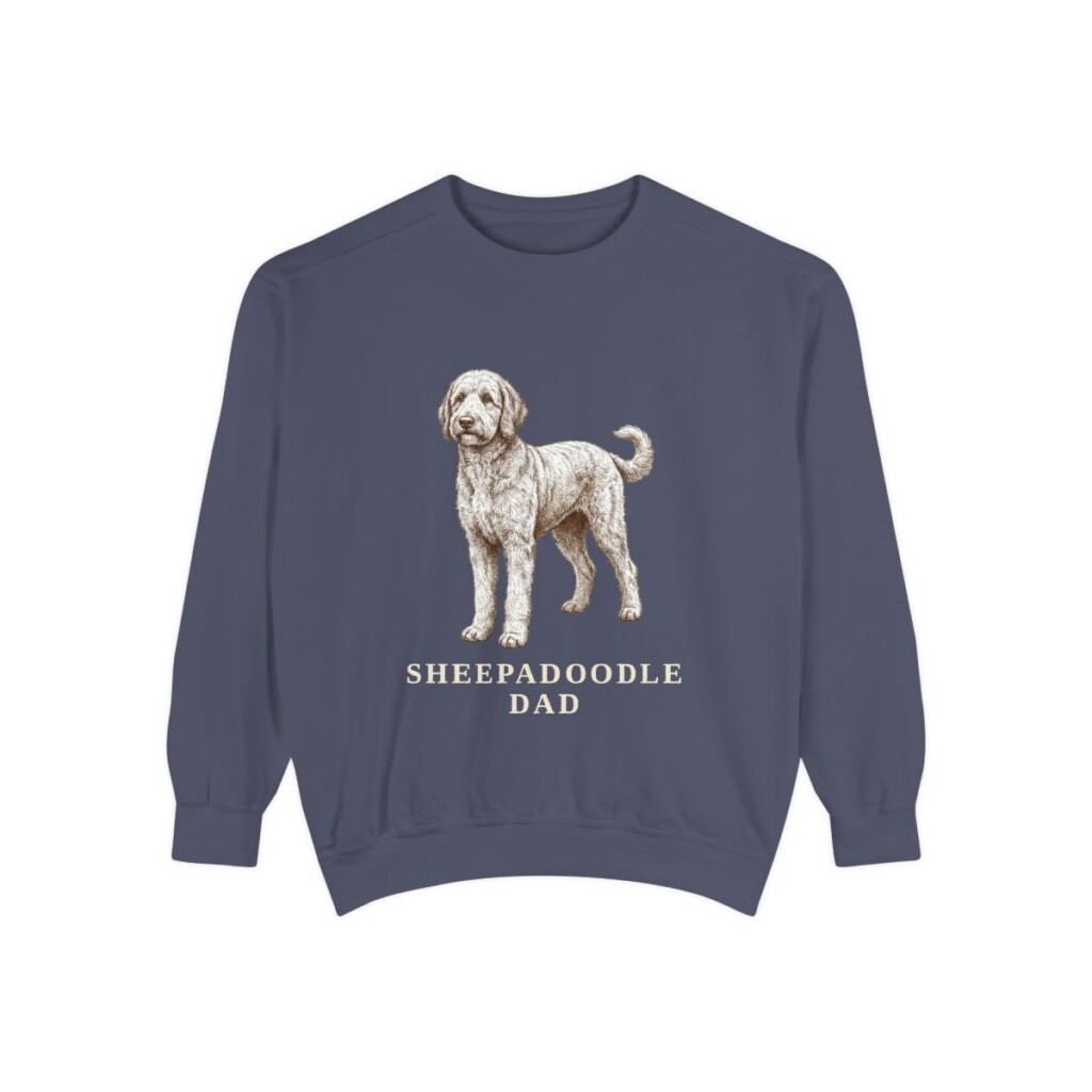 Sheepadoodle Dad Sweatshirt, Denim, front view