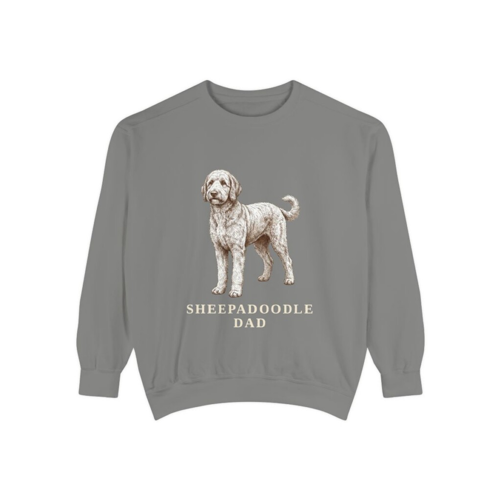 Sheepadoodle Dad Sweatshirt, Grey, front view