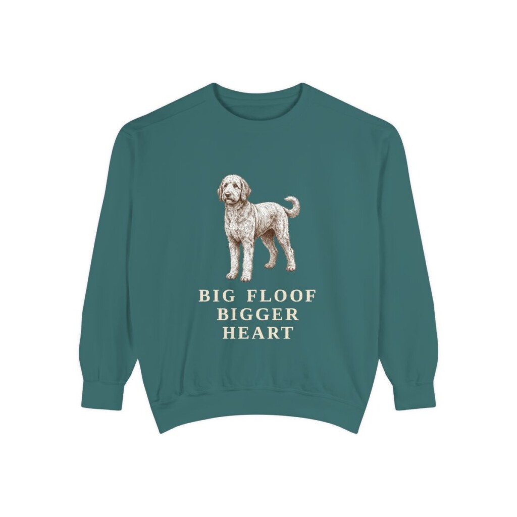 Sheepadoodle Humor Sweatshirt, Blue Spruce, front view