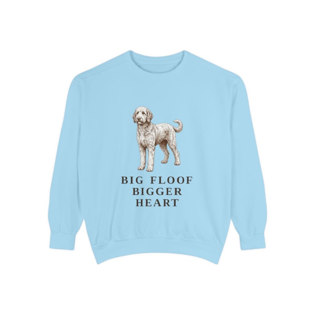 Sheepadoodle Humor Sweatshirt, Chambray, front view