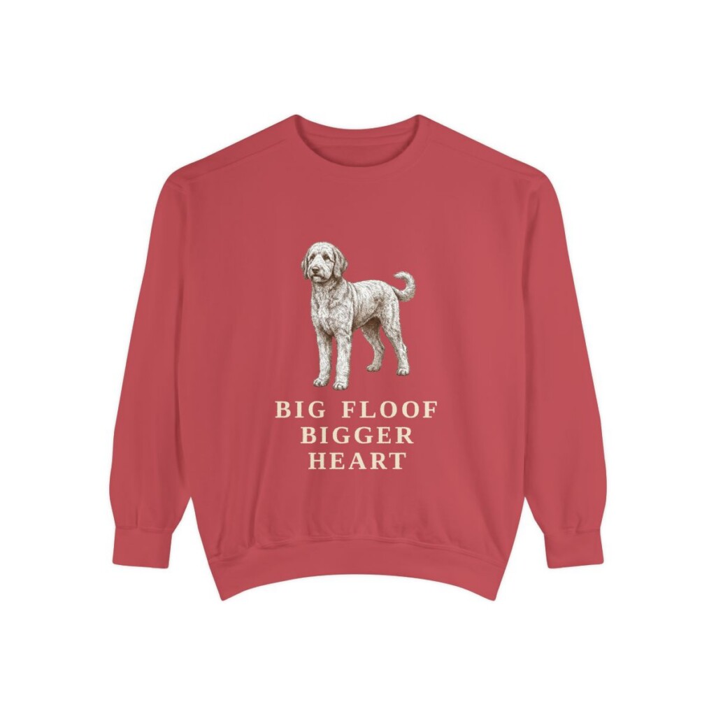 Sheepadoodle Humor Sweatshirt, Crimson, front view