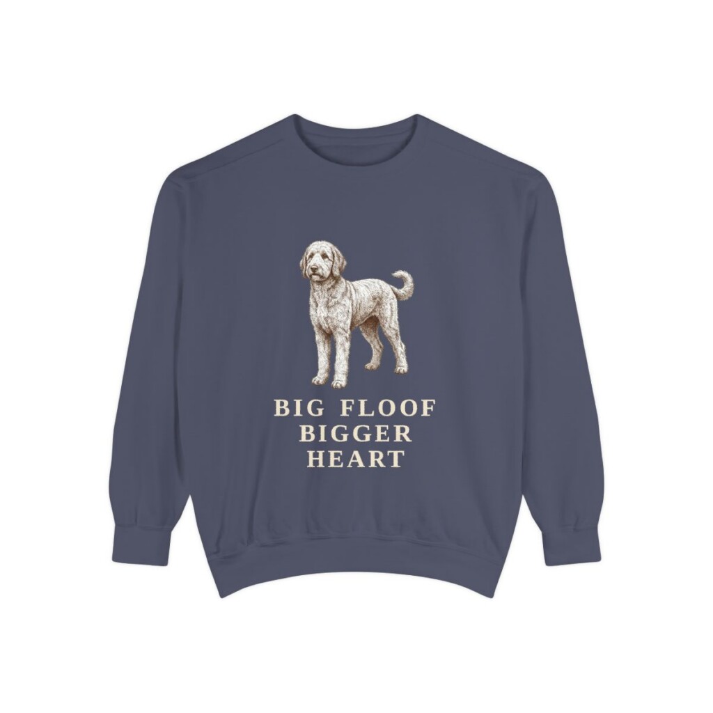 Sheepadoodle Humor Sweatshirt, Denim, front view