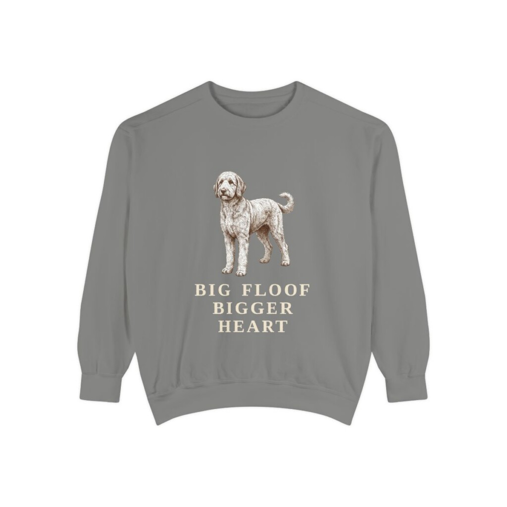 Sheepadoodle Humor Sweatshirt, Grey, front view