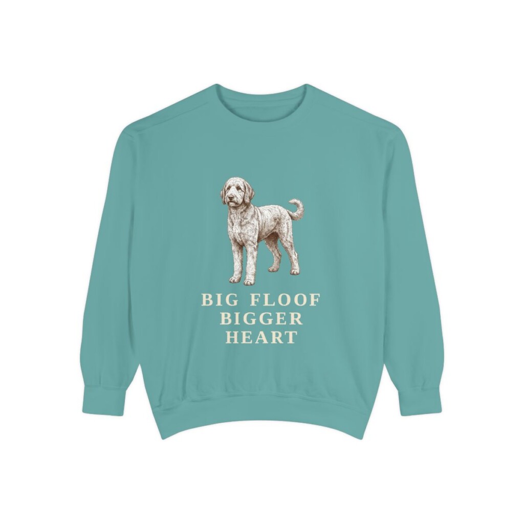 Sheepadoodle Humor Sweatshirt, Seafoam, front view