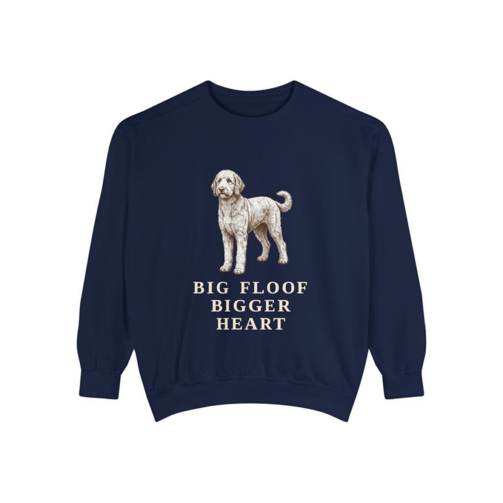 Sheepadoodle Humor Sweatshirt, True Navy, front view