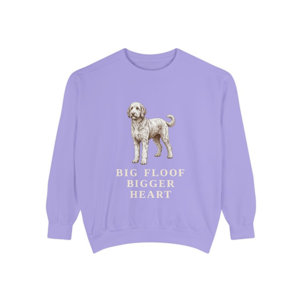 Sheepadoodle Humor Sweatshirt, Violet, front view