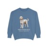 Sheepadoodle Latin Sweatshirt, Blue Jean, front view