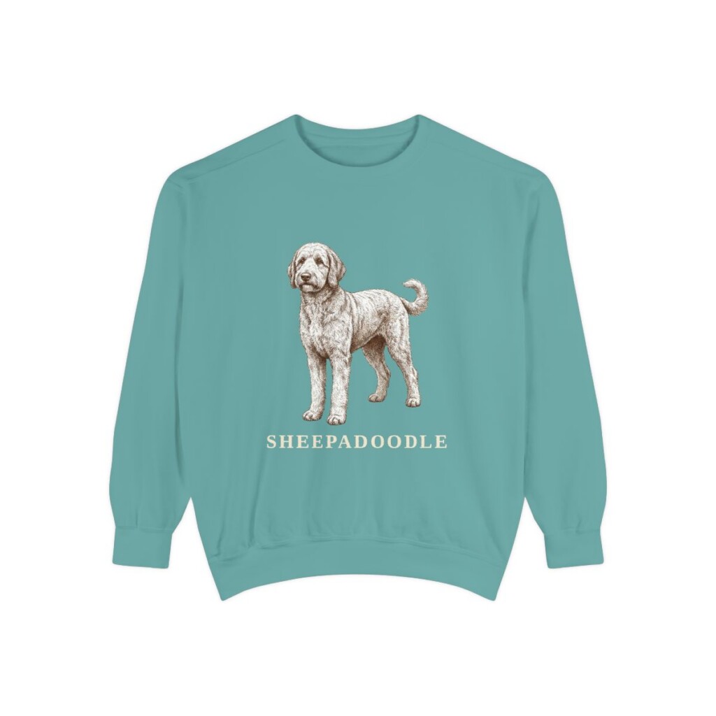 Sheepadoodle Sweatshirt, Seafoam, front view