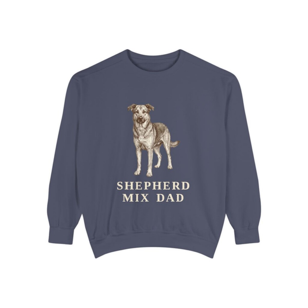 Shepherd Mix Dad Sweatshirt, Denim, front view