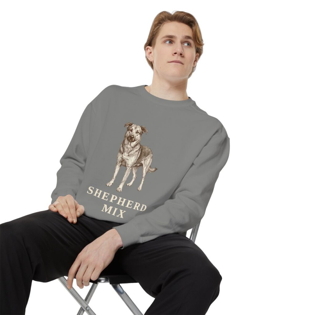 Shepherd Mix Sweatshirt, Grey, person 1 context