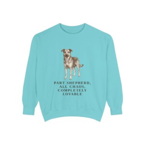 Shepherd Mix Humor Sweatshirt, Chalky Mint, front view