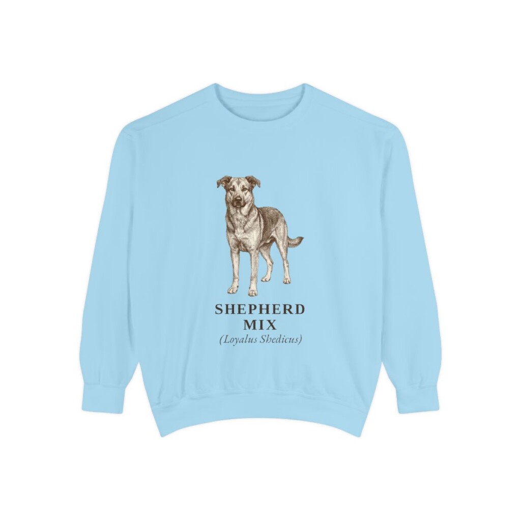 Shepherd Mix Latin Sweatshirt, Chambray, front view
