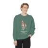 Shepherd Mix Latin Sweatshirt, Light Green, person 1 front
