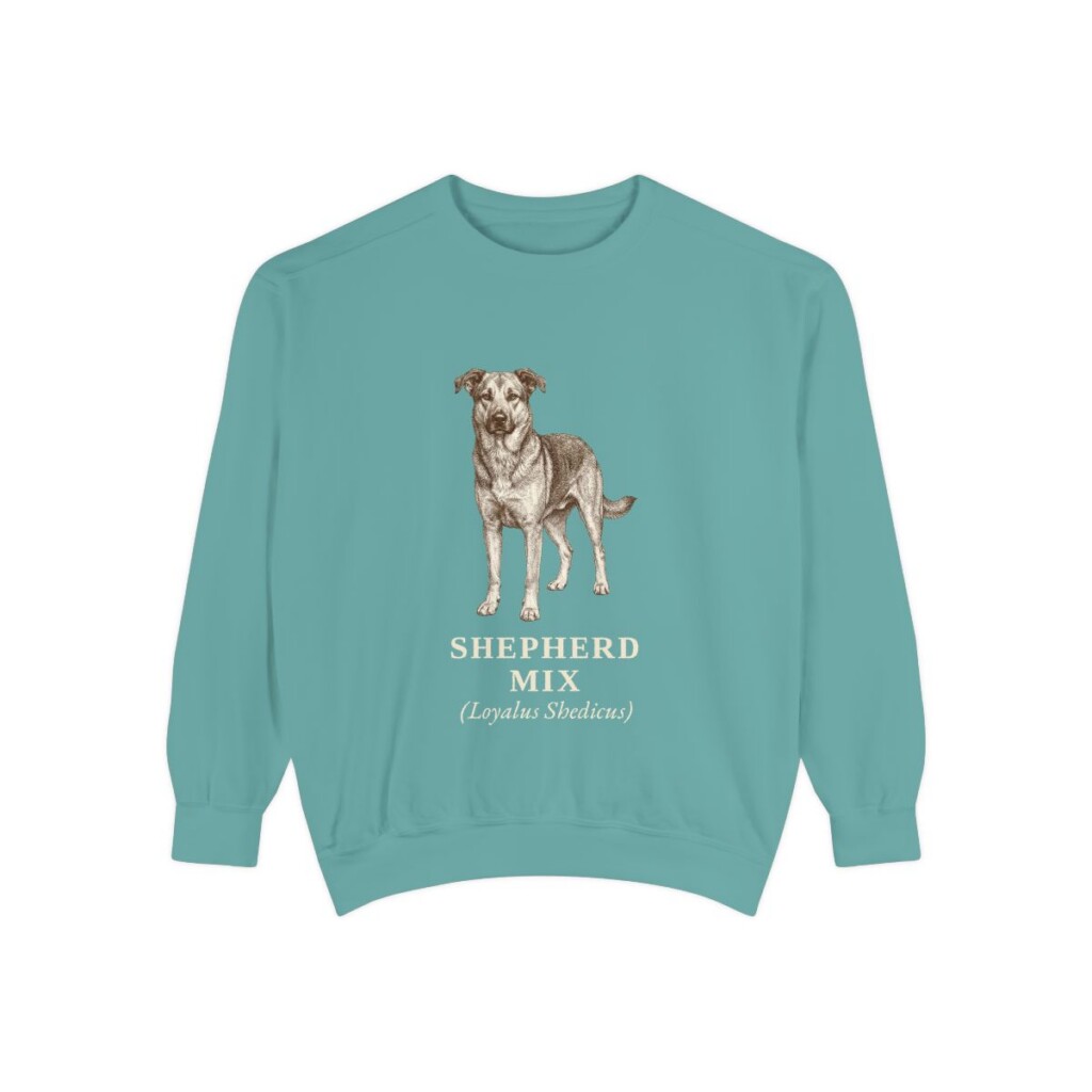 Shepherd Mix Latin Sweatshirt, Seafoam, front view