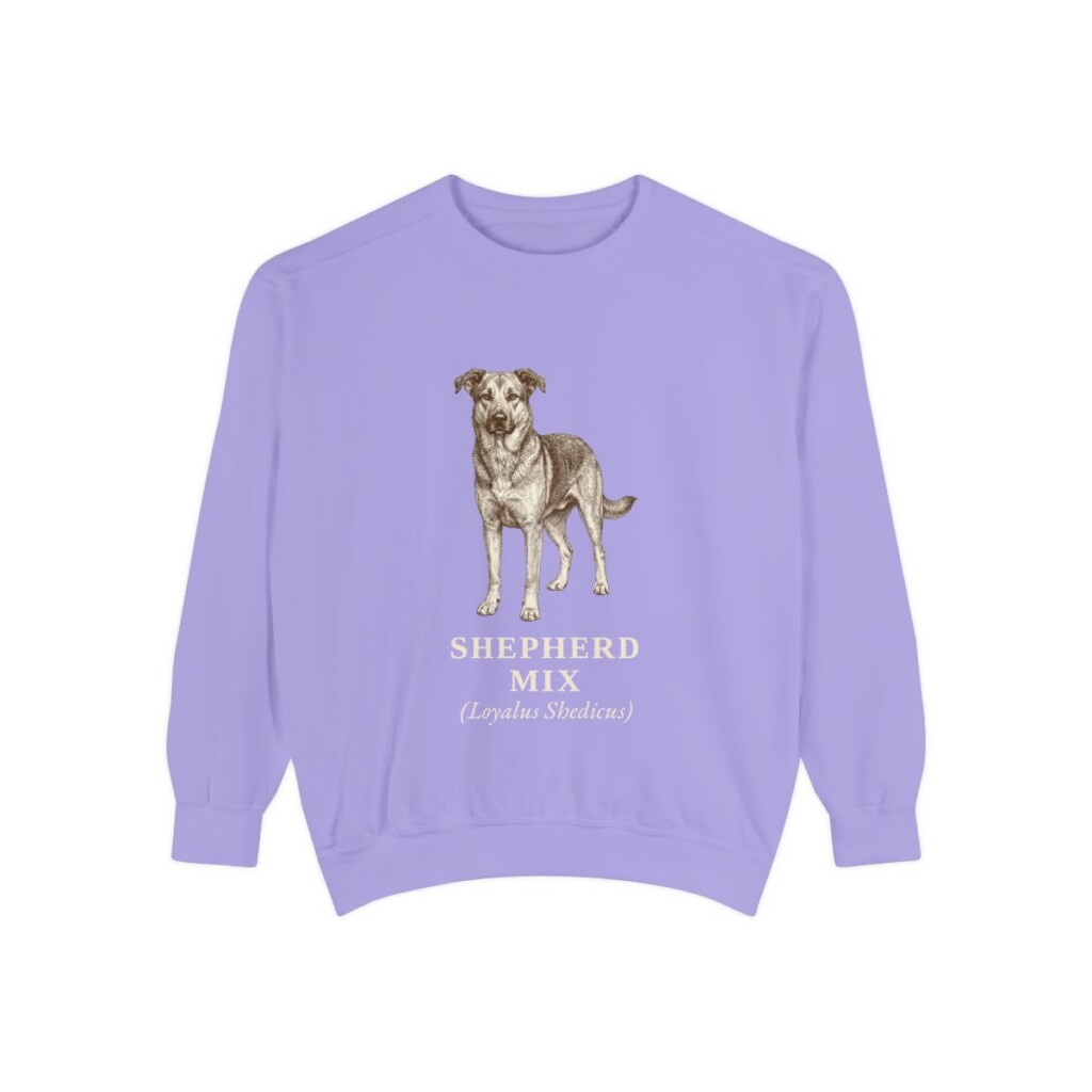 Shepherd Mix Latin Sweatshirt, Violet, front view