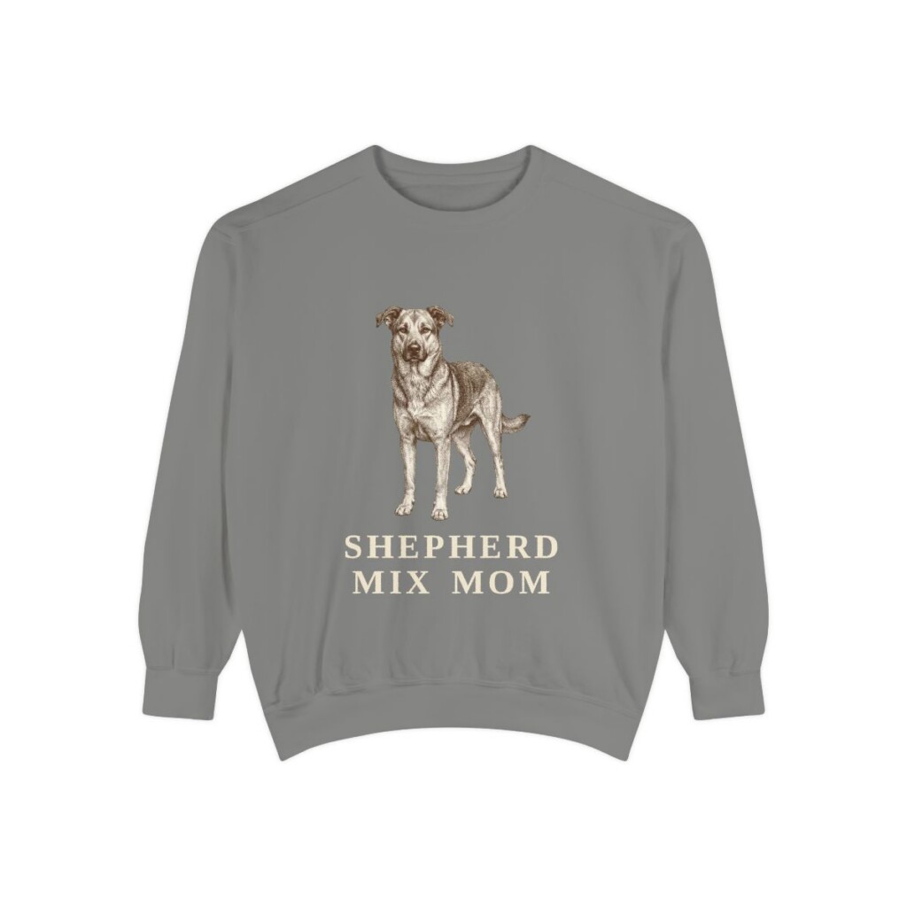 shepherd-mix-sweatshirt-mom-grey Shepherd Mix Mom Sweatshirt, Grey, front view