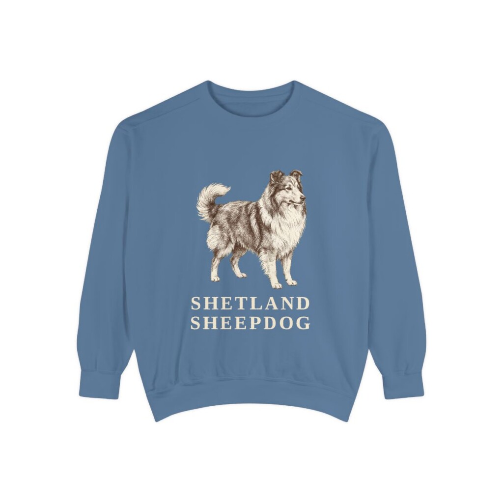 Shetland Sheepdog Sweatshirt, Blue Jean, front view