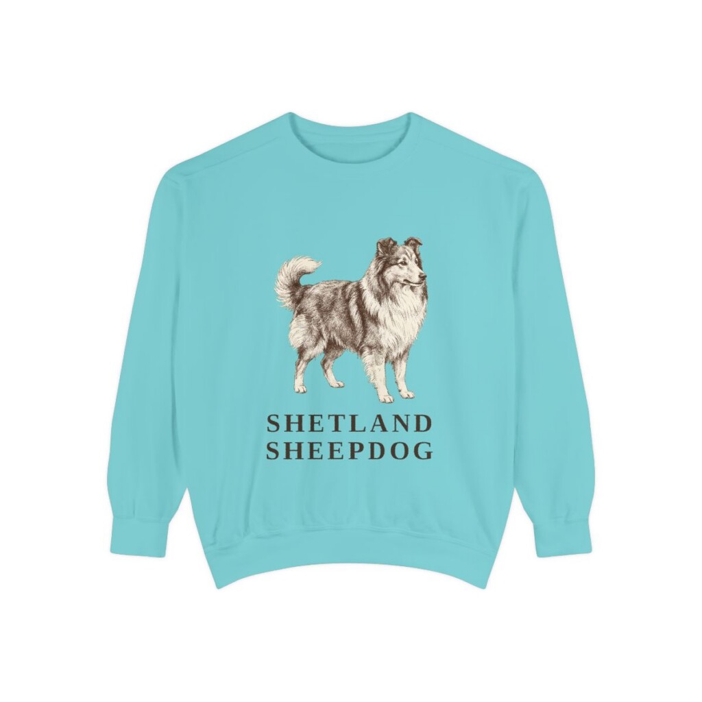 Shetland Sheepdog Sweatshirt, Chalky Mint, front view