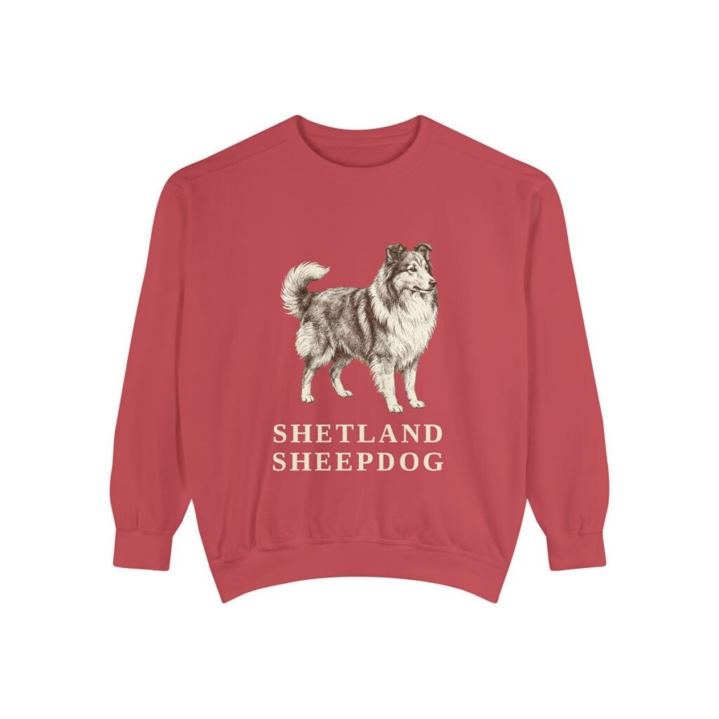 Shetland Sheepdog Sweatshirt, Crimson, front view