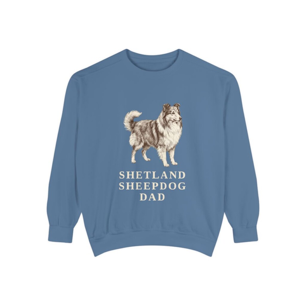 Shetland Sheepdog Dad Sweatshirt, Blue Jean, front view