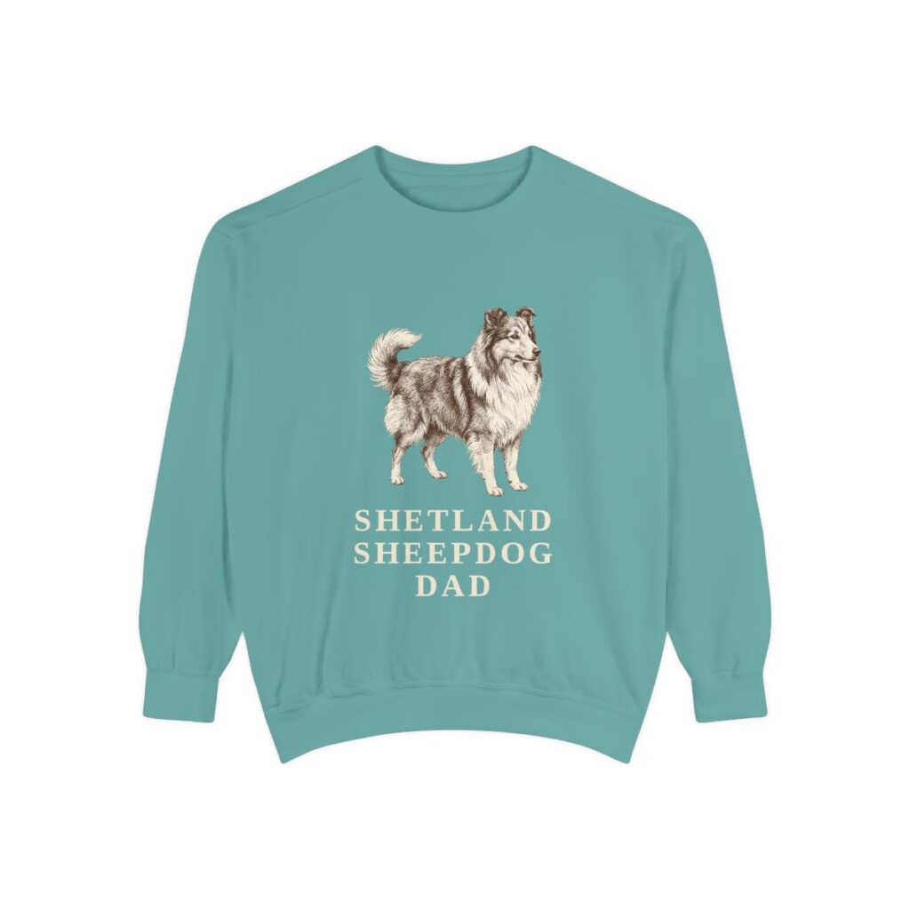 Shetland Sheepdog Dad Sweatshirt, Seafoam, front view