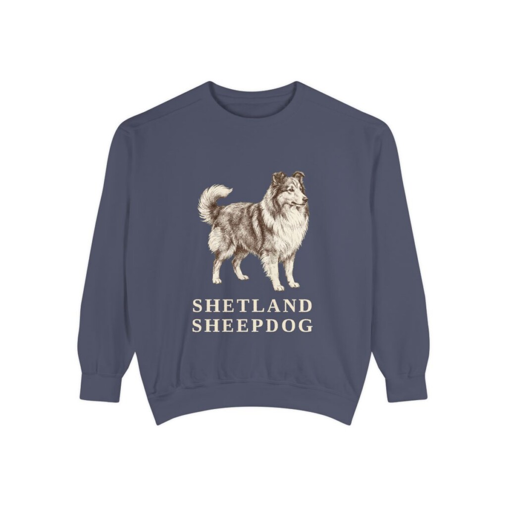 Shetland Sheepdog Sweatshirt, Denim, front view