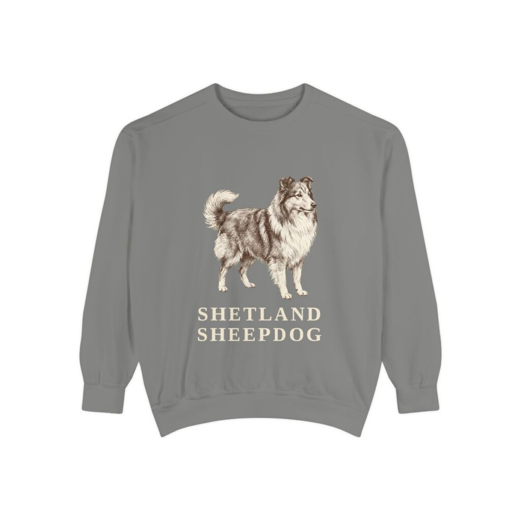 Shetland Sheepdog Sweatshirt, Grey, front view