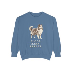 Shetland Sheepdog Humor Sweatshirt, Blue Jean, front view