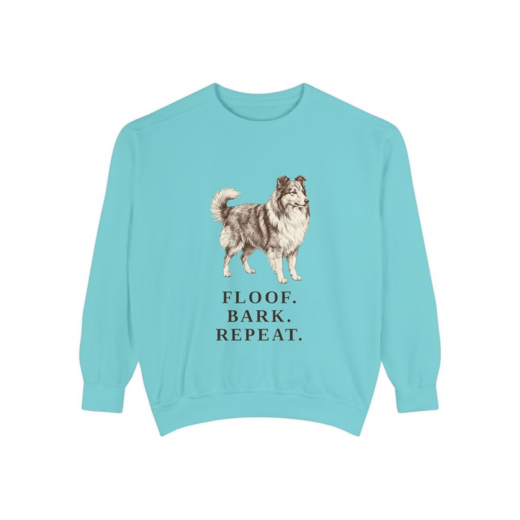 Shetland Sheepdog Humor Sweatshirt, Chalky Mint, front view