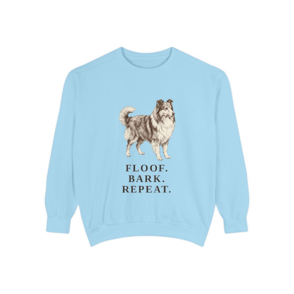 Shetland Sheepdog Humor Sweatshirt, Chambray, front view