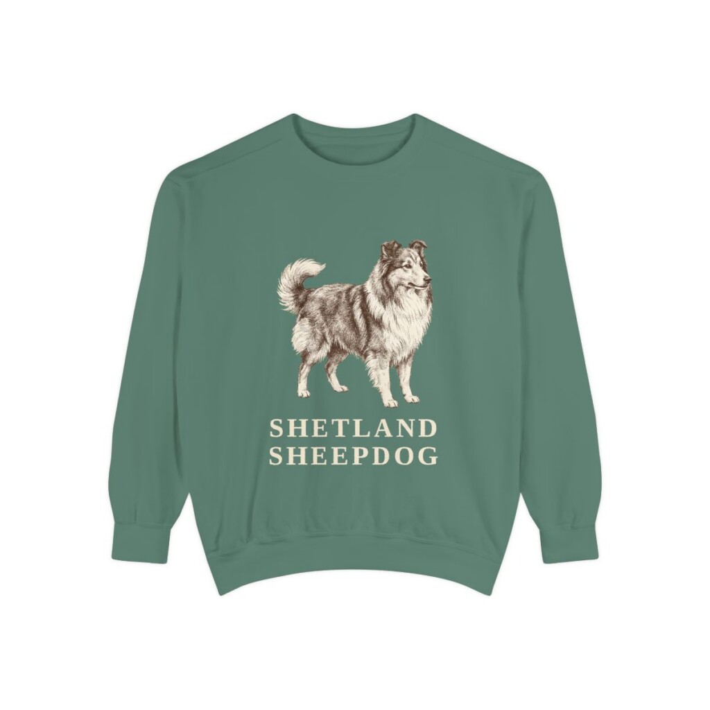Shetland Sheepdog Sweatshirt, Light Green, front view
