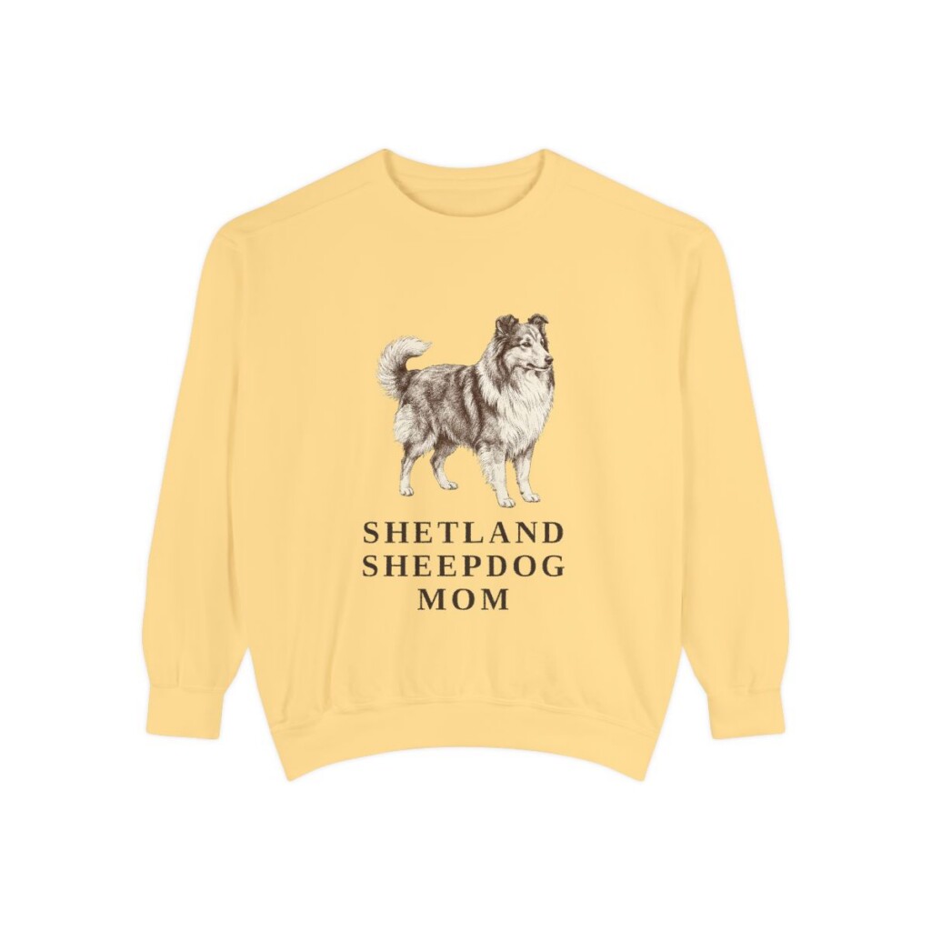 Shetland Sheepdog Mom Sweatshirt, Butter, front view