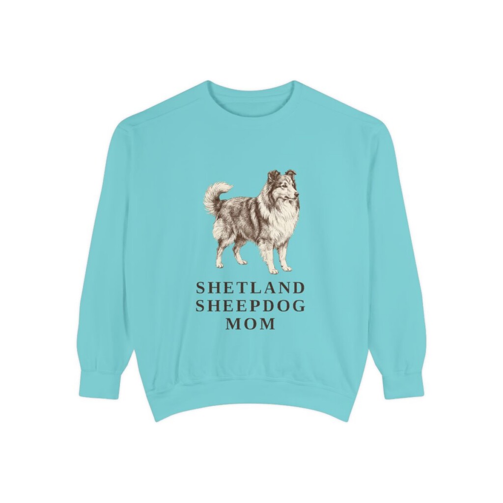 Shetland Sheepdog Mom Sweatshirt, Chalky Mint, front view