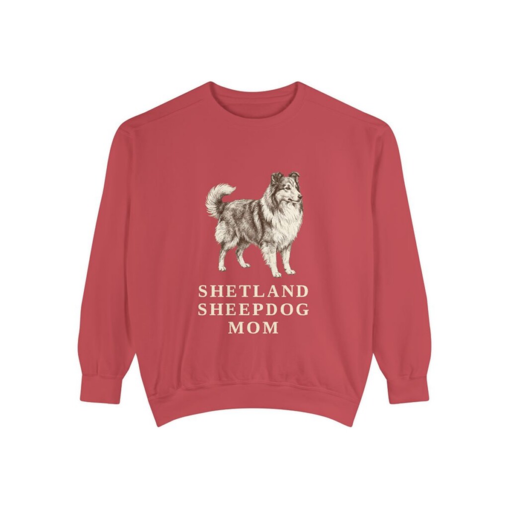 Shetland Sheepdog Mom Sweatshirt, Crimson, front view