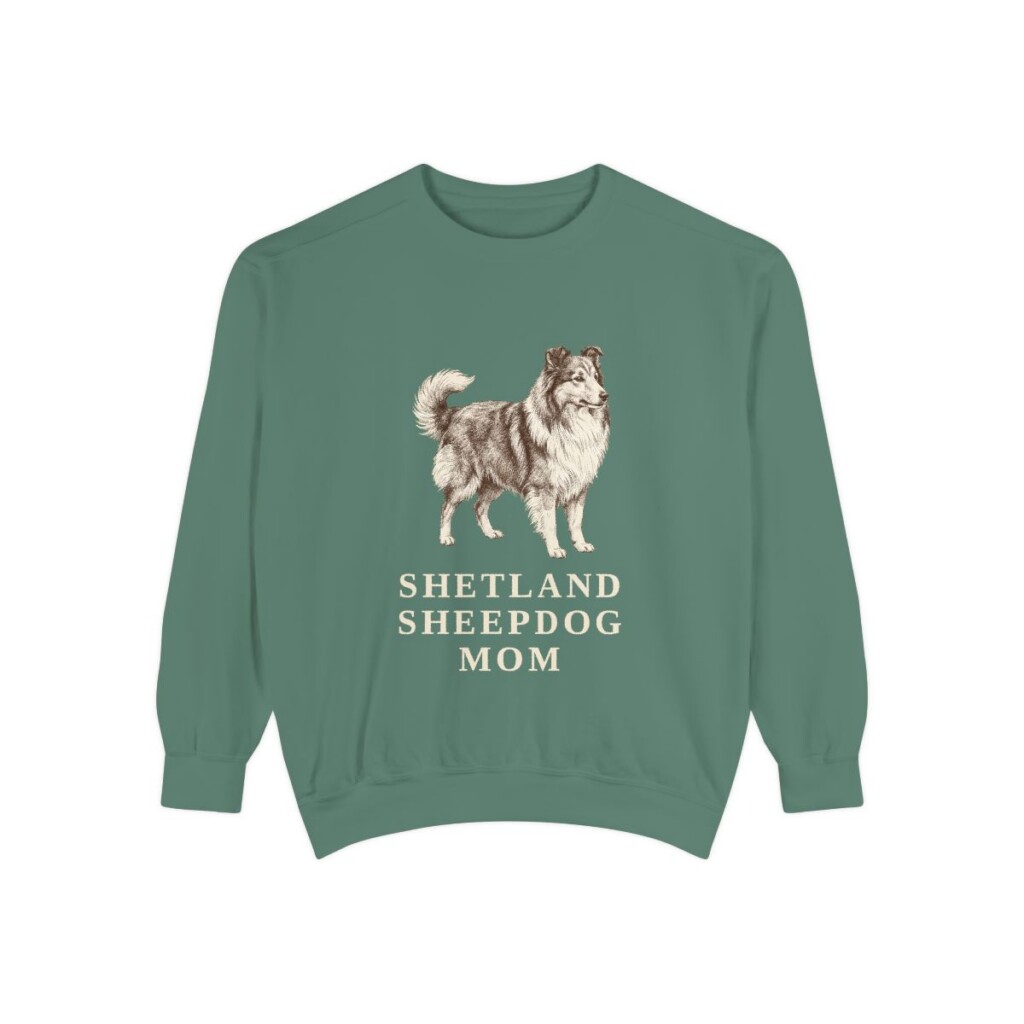 Shetland Sheepdog Mom Sweatshirt, Light Green, front view
