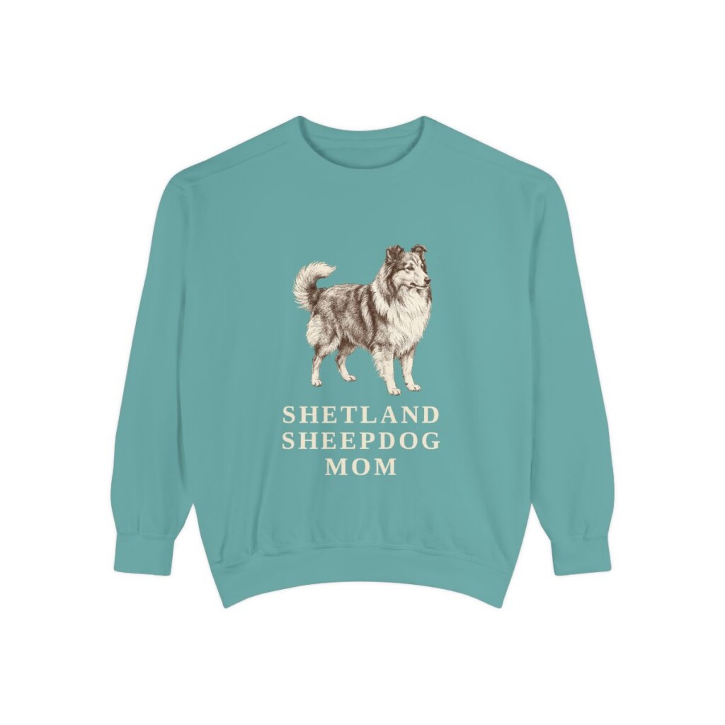 Shetland Sheepdog Mom Sweatshirt, Seafoam, front view