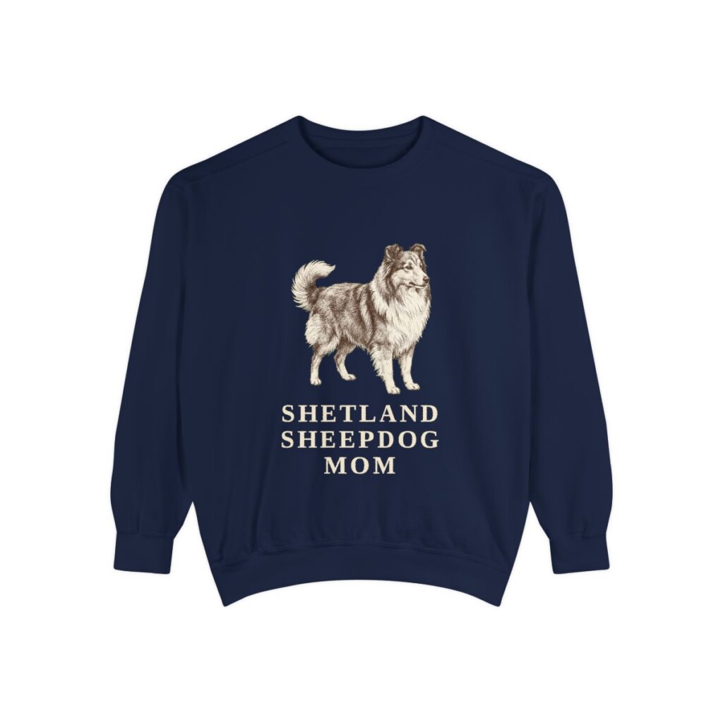 Shetland Sheepdog Mom Sweatshirt, True Navy, front view